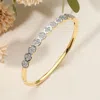 Fashnzfab Secret Box_stainless Steel Rhinestone Pave Circle Motif Hinged Bangle Bracelet Gold In Gold
