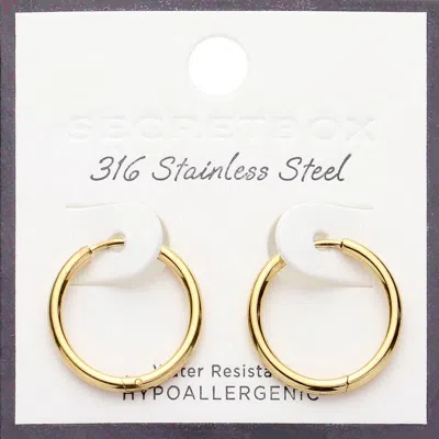 Fashnzfab Secret Box_stainless Steel Round Hoop Earrings - Gold