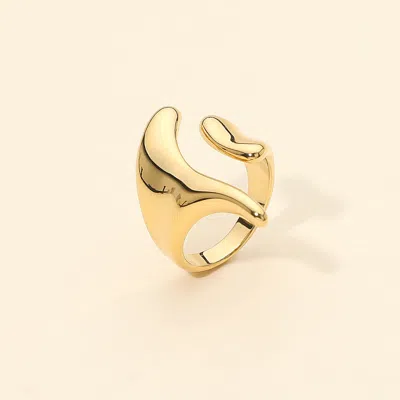 Fashnzfab Secret Box_stainless Steel Sculpted Open Wave Ring In Gold