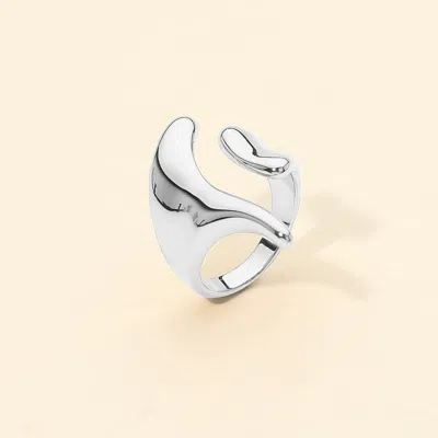 Fashnzfab Secret Box_stainless Steel Sculpted Open Wave Ring In Multi