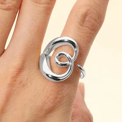 Fashnzfab Secret Box_stainless Steel Sculptural Swirl Open Ring In Multi