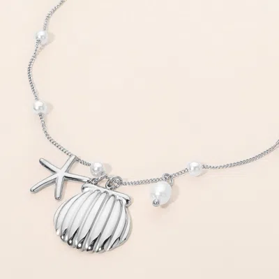Fashnzfab Secret Box_stainless Steel Seashell Starfish Pearl Charm Link Chain Necklace In Neutral