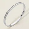 Fashnzfab Secret Box_stainless Steel Single Row Rhinestone Paved Hinged Bangle Bracelet Rhodium In Multi