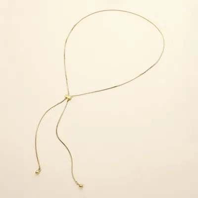 Fashnzfab Secret Box_stainless Steel Sleek Snake Chain Pull Through Lariat Necklace In Gold