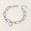 Fashnzfab Secret Box_stainless Steel Smile Engraved Disc Heart Charm Paperclip Chain Bracelet Rhodium In Multi