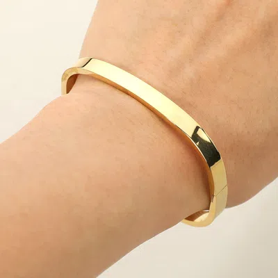 Fashnzfab Secret Box_stainless Steel Square Hinged Bangle Bracelet Gold