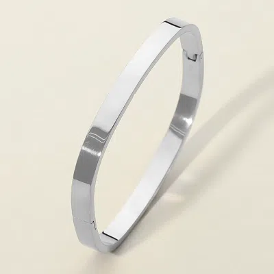 Fashnzfab Secret Box_stainless Steel Square Hinged Bangle Bracelet Rhodium In Multi