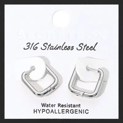 Fashnzfab Secret Box_stainless Steel Square Huggie Hoop Earrings In Multi