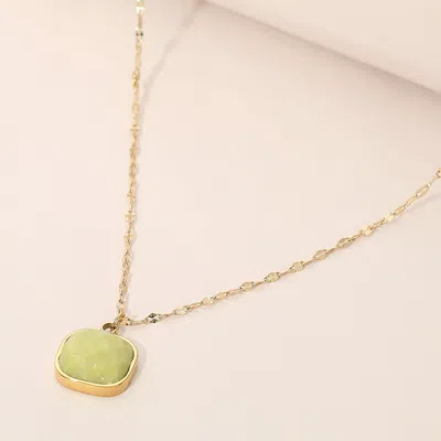Fashnzfab Secret Box_stainless Steel Square Stone Pendant Necklace In Gold