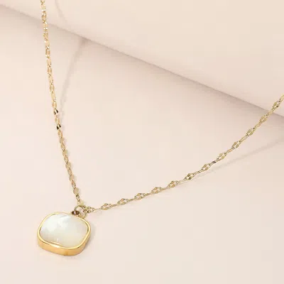 Fashnzfab Secret Box_stainless Steel Square Stone Pendant Necklace In Gold