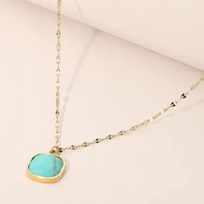 Fashnzfab Secret Box_stainless Steel Square Stone Pendant Necklace In Gold