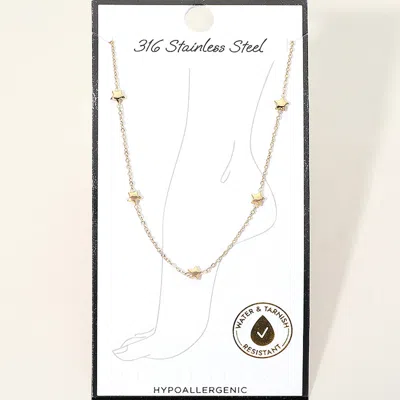Fashnzfab Secret Box_stainless Steel Star Charm Station Chain Anklet In Gold