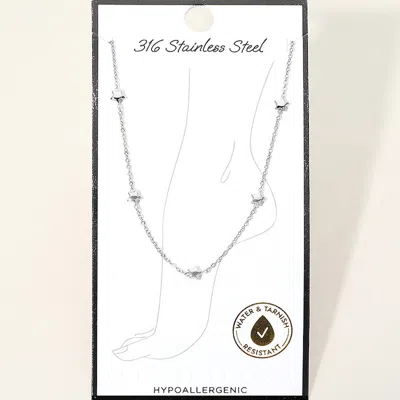 Fashnzfab Secret Box_stainless Steel Star Charm Station Chain Anklet In Metallic
