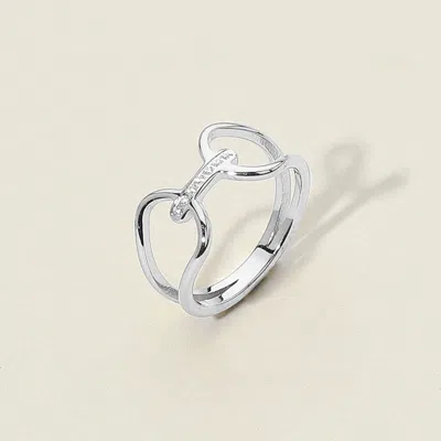 Fashnzfab Secret Box_stainless Steel Stone Paved Bar Accent Open Ring In Multi