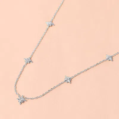 Fashnzfab Secret Box_stainless Steel Stone Pointed Starburst Station Necklace In Multi