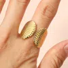 Fashnzfab Secret Box_stainless Steel Textured Shell Adjustable Ring In Gold
