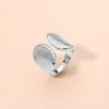 Fashnzfab Secret Box_stainless Steel Textured Shell Adjustable Ring In Metallic