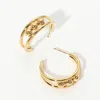Fashnzfab Secret Box_stainless Steel Triple Bubble Accent Hoop Earrings In Gold