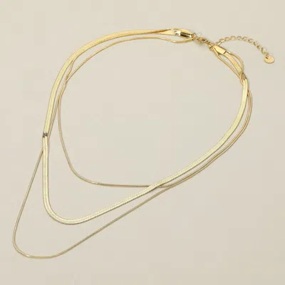 Fashnzfab Secret Box_stainless Steel Triple Layered Snake Chain Necklace In Gold