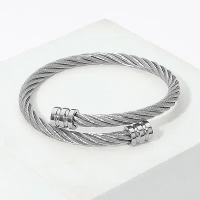 Fashnzfab Secret Box_stainless Steel Twisted Cable Adjustable Bracelet In Neutral