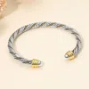 Fashnzfab Secret Box_stainless Steel Two Tone Twisted Cable Cuff Bracelet Gold, Silver In Multi
