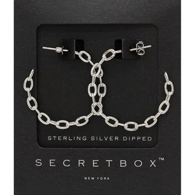 Fashnzfab Secret Box_sterling Silver Dipped Chain Hoop Earrings