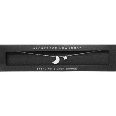 Fashnzfab Secret Box_sterling Silver Dipped Cz Moon Star Necklace In Metallic