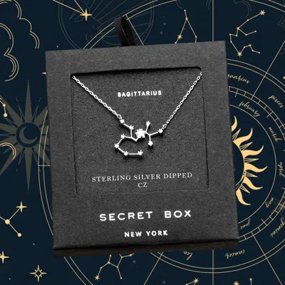 Fashnzfab Secret Box_sterling Silver Dipped Cz Sagittarius Zodiac Sign Pendant Necklace