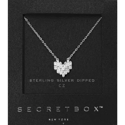 Fashnzfab Secret Box_sterling Silver Dipped Cz Stone Paved Heart Pendant Necklace In Gold