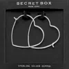 Fashnzfab Secret Box_sterling Silver Dipped Heart Hoop Earrings In Silver