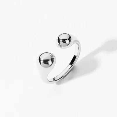 Fashnzfab Secret Box_sterling Silver Dipped Hypoallergenic Ball Tip Ring In Metallic