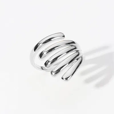 Fashnzfab Secret Box_sterling Silver Dipped Hypoallergenic Chunky Split Rib Ring - Rhodium