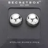 Fashnzfab Secret Box_sterling Silver Dipped Metal Ball Stud Earrings - Rhodium In Silver