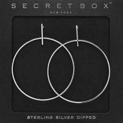 Fashnzfab Secret Box_sterling Silver Dipped Metal Bar Hoop Earrings - Silver In Metallic