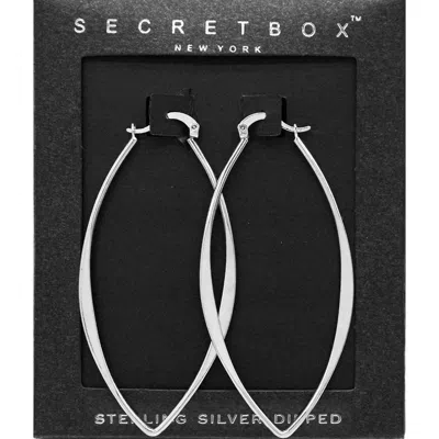 FASHNZFAB SECRET BOX_STERLING SILVER DIPPED METAL HOOP PIN CATCH EARRINGS - SILVER