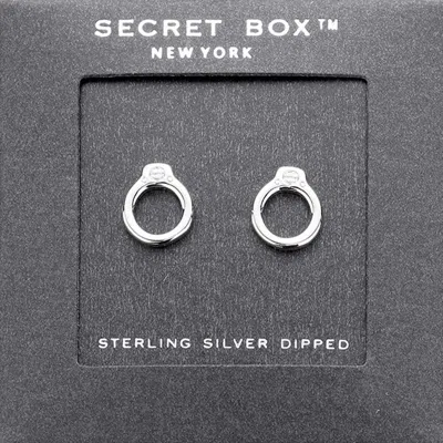 Fashnzfab Secret Box_sterling Silver Dipped Open Metal Stud Earrings