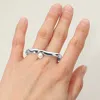Fashnzfab Secret Box_sterling Silver Dipped Pearl Pointed Two Finger Ring - Rhodium In Metallic