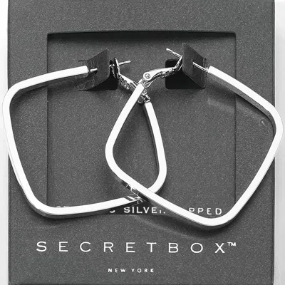 Fashnzfab Secret Box_sterling Silver Dipped Square Hoop Earrings - Silver
