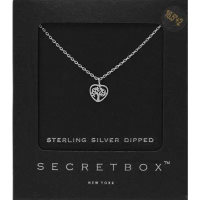 Fashnzfab Secret Box_sterling Silver Dipped Tree Of Life Metal Heart Pendant Necklace