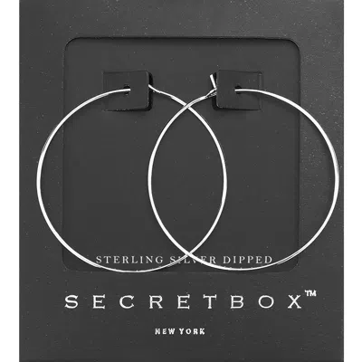 Fashnzfab Secret Box_sterling Silver Dipped Wire Hoop Earrings - Silver