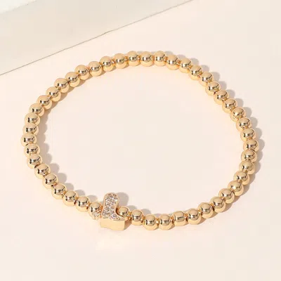 Fashnzfab Secret Box_stone Paved Boot Brass Ball Beaded Stretch Bracelet Gold