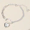 Fashnzfab Secret Box_stone Paved Heart Locket Carabiner Charm Half Paper Clip Chain Bracelet Rhodium In Multi