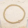 Fashnzfab Secret Box_stone Paved Quatrefoil Brass Metal Ball Beaded Stretch Bracelet Gold In Gold