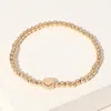 Fashnzfab Secret Box_stone Paved Smile Brass Ball Beaded Stretch Bracelet Gold In Gold