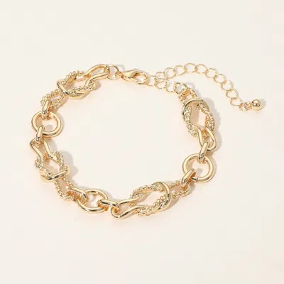 Fashnzfab Secret Box_textured Metal Mixed Chain Link Bracelet In Gold