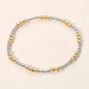 Fashnzfab Secret Box_two Tone Metal Bubble Beaded Stretch Bracelet Gold, Silver In Multi