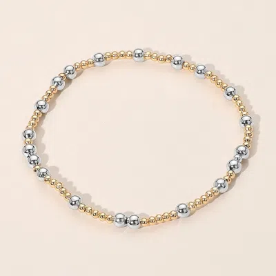 Fashnzfab Secret Box_two Tone Metal Bubble Beaded Stretch Bracelet In Multi