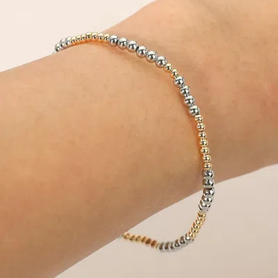 Fashnzfab Secret Box_versatile Two Tone Bubble Beaded Stretch Bracelet Gold, Silver In Multi