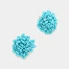 Fashnzfab Seed Bead Cluster Stud Earrings - Turquoise In Blue