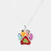 Fashnzfab Seed Bead Embellished Paw Pendant Necklace In Multi